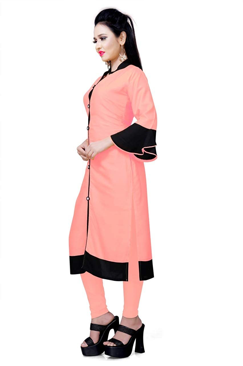Genric Stylish Casual Wear Pink Rayon Kurti For Women