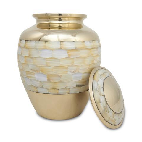 Golden Mother Of Pearl Cremation Urn