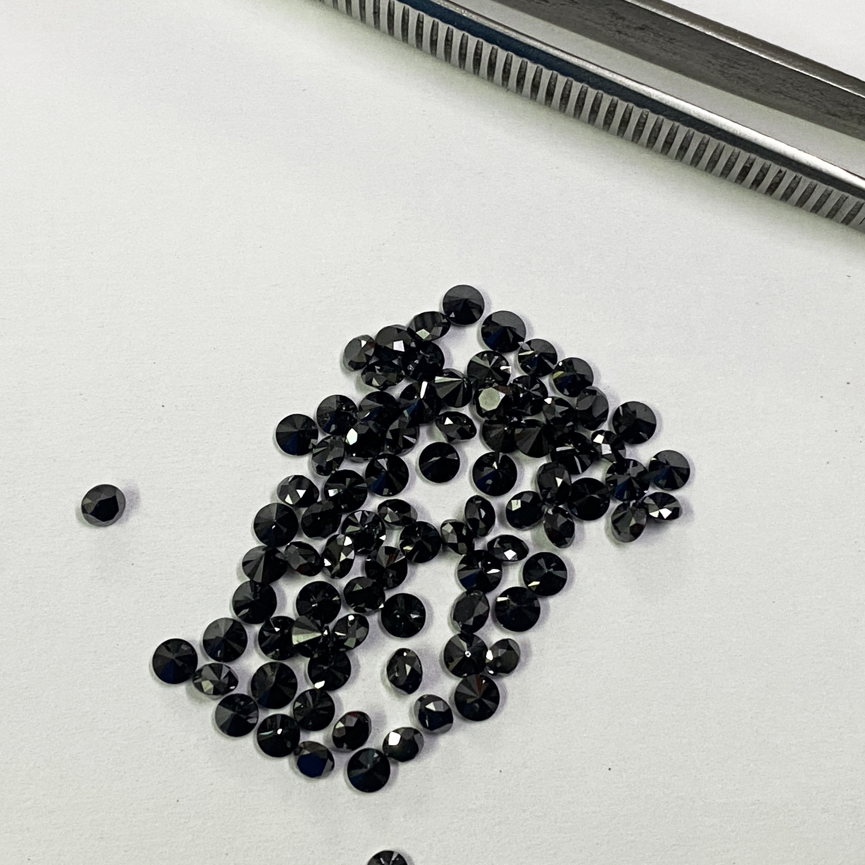 2mm Black Diamond Faceted Round Loose Gemstones