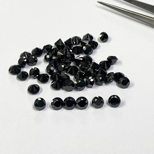 3mm Black Diamond Faceted Round Loose Gemstones