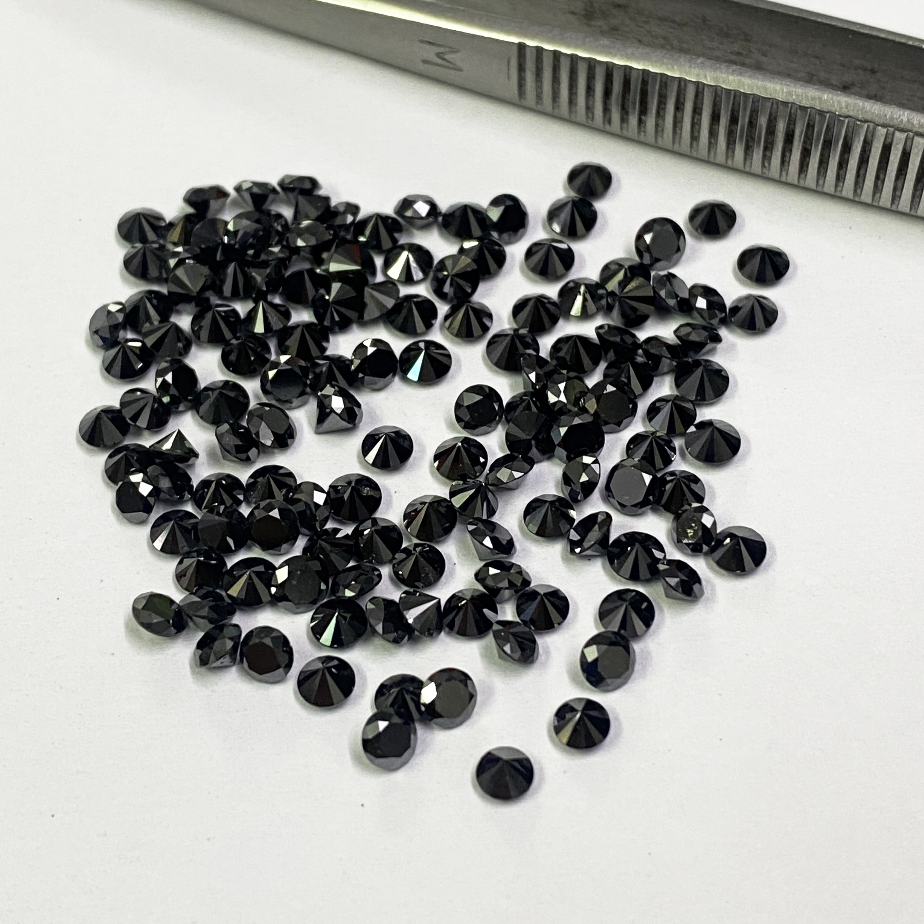 3mm Black Diamond Faceted Round Loose Gemstones