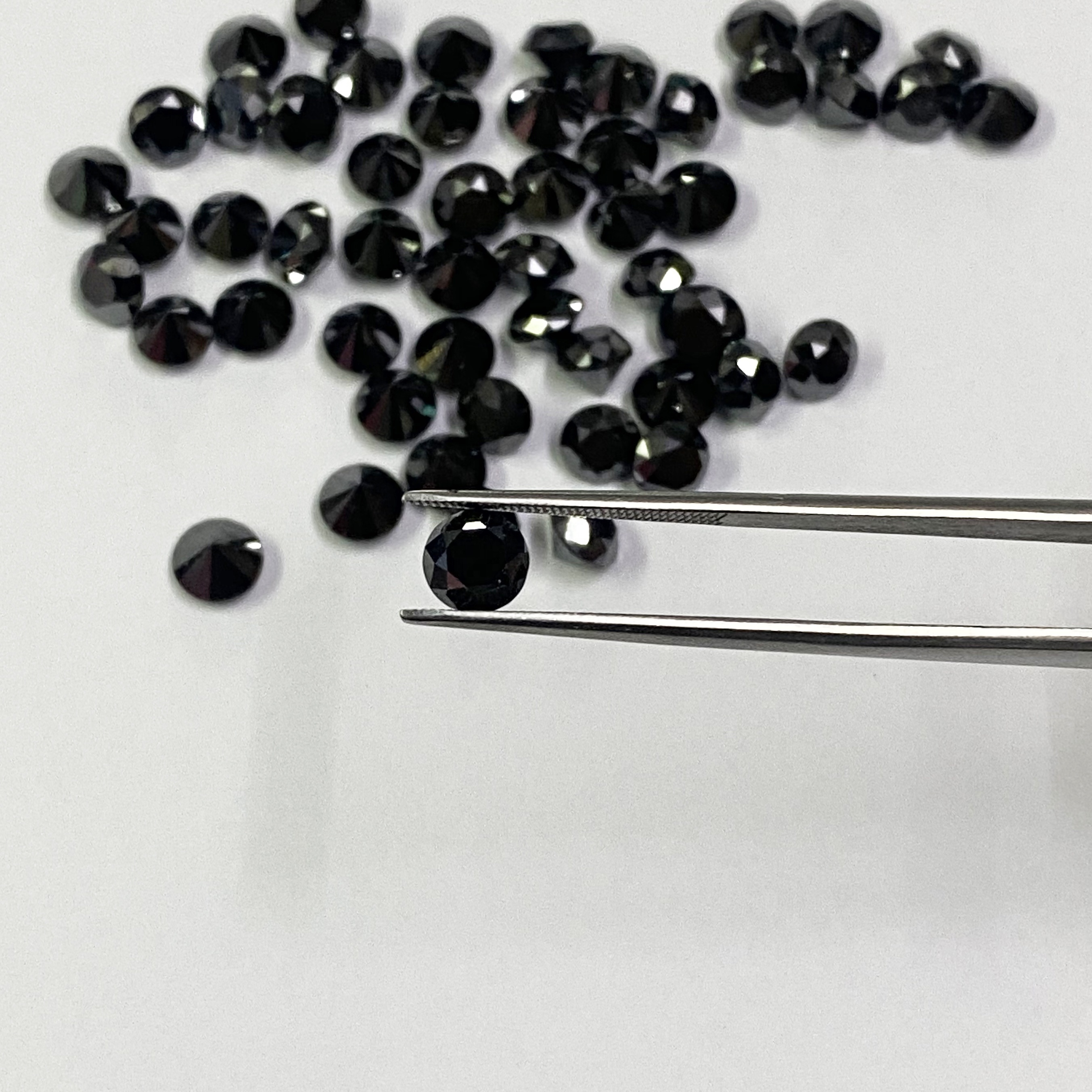 4mm Black Diamond Faceted Round Loose Gemstones
