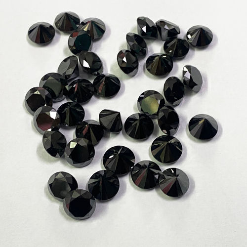 6mm Black Diamond Faceted Round Loose Gemstones