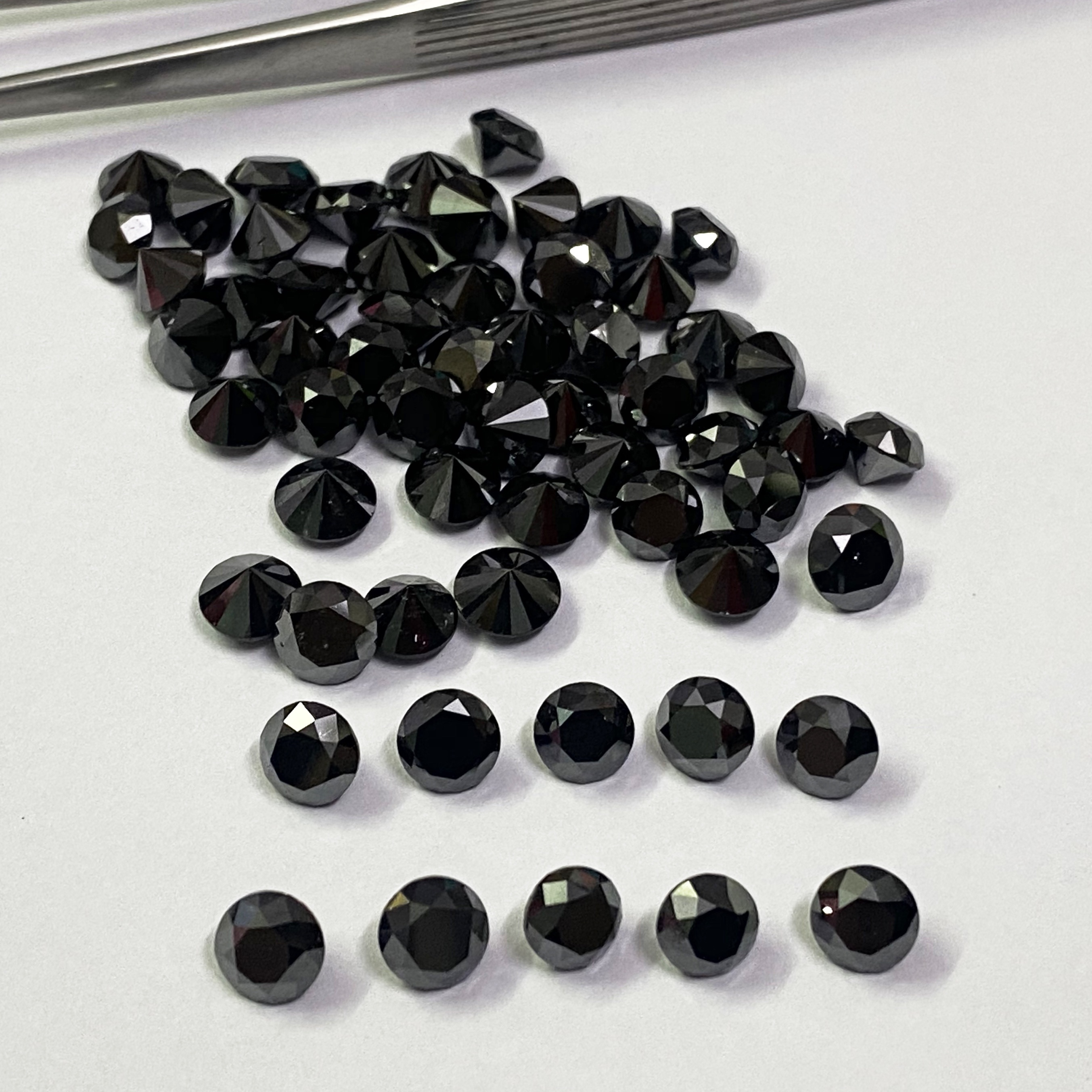 6mm Black Diamond Faceted Round Loose Gemstones