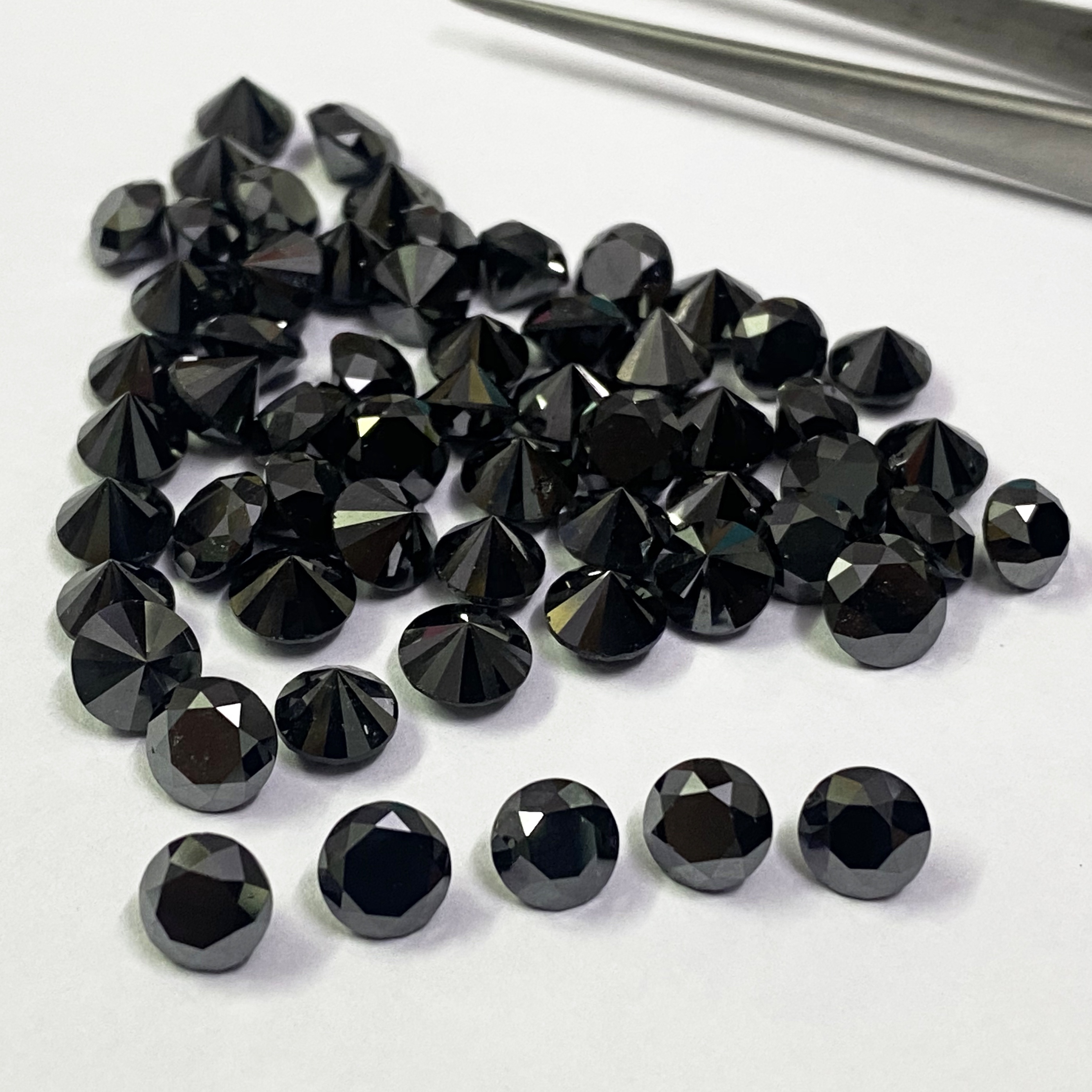 6mm Black Diamond Faceted Round Loose Gemstones