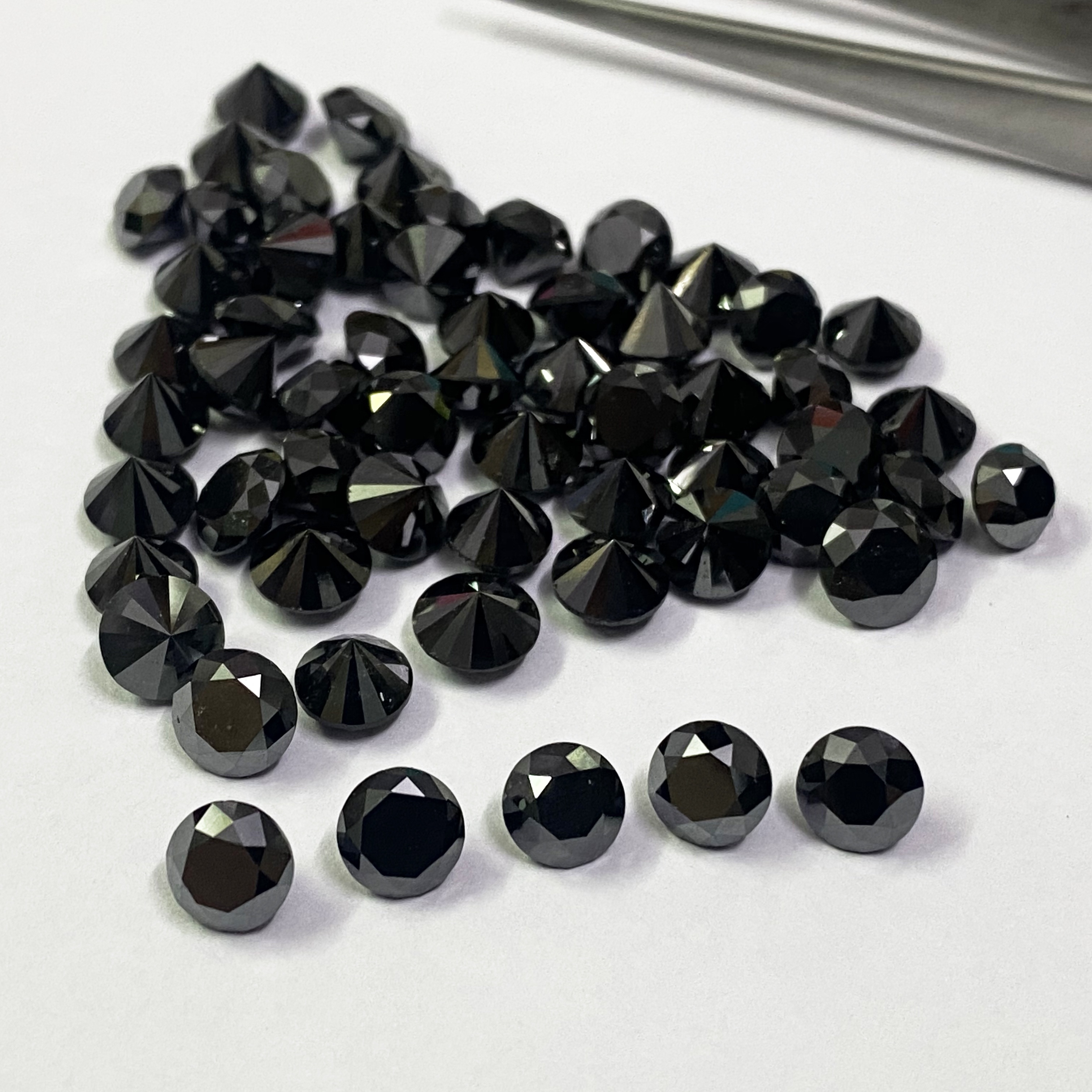 6mm Black Diamond Faceted Round Loose Gemstones