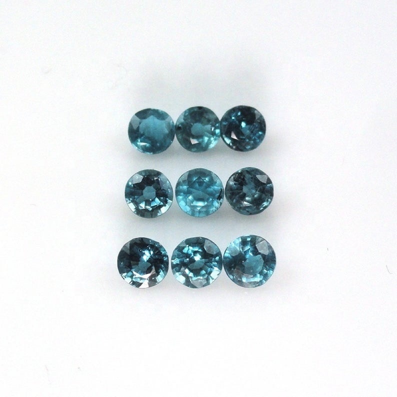 3mm Teal Kyanite Faceted Round Loose Gemstones