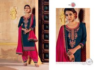 Triple A Kesariya Jam Silk With Embroidery Work Dress Material Catalog