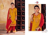 Triple A Kesariya Jam Silk With Embroidery Work Dress Material Catalog