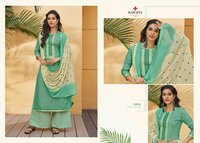 Ramaiya Rose Gold Printed Cotton With Neck Work Dress Material Catalog