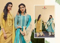 Ramaiya Rose Gold Printed Cotton With Neck Work Dress Material Catalog