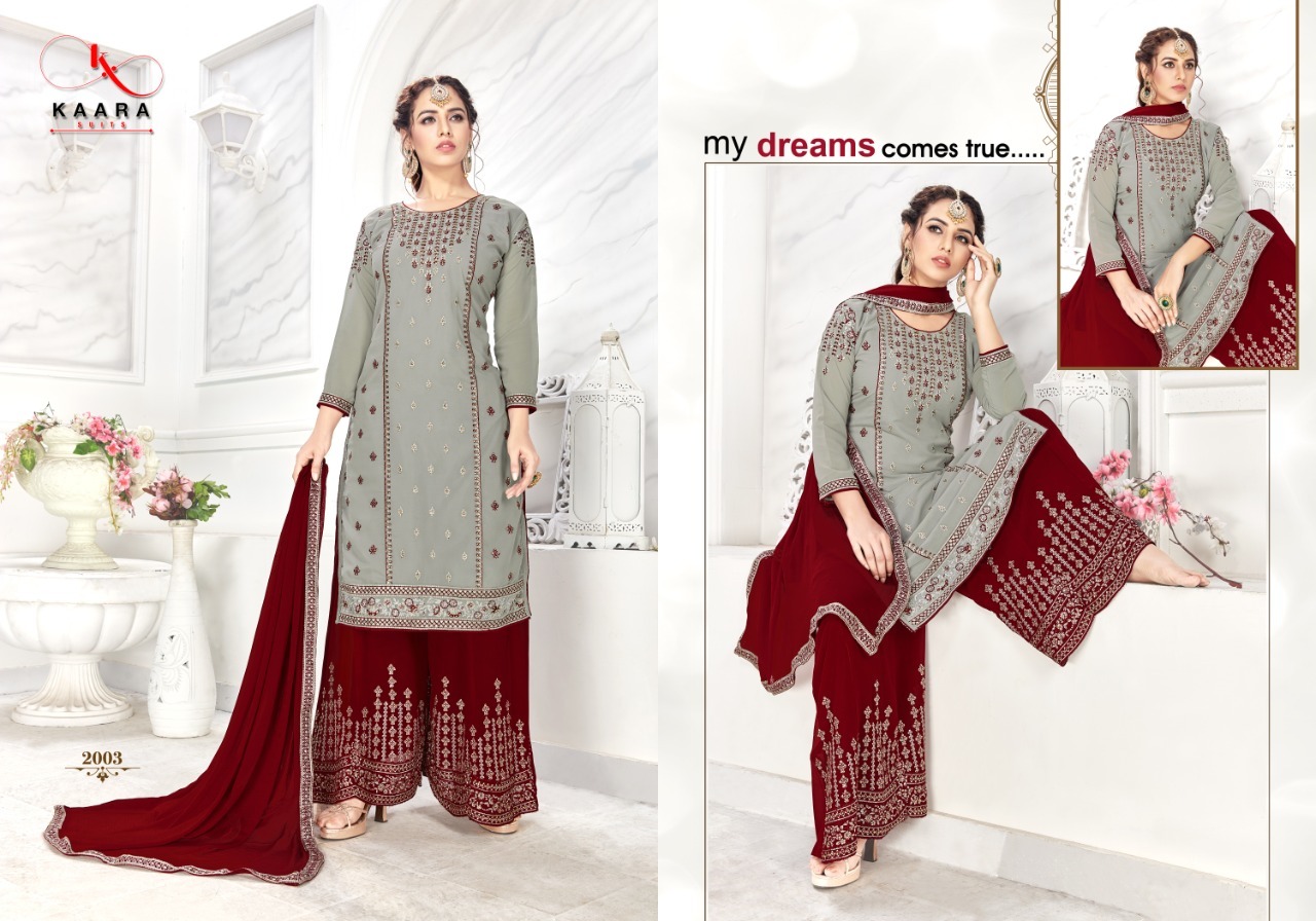 Kaara Suit Simran Fox Georgette Sharara Style Designer Salwar Suits Catalog