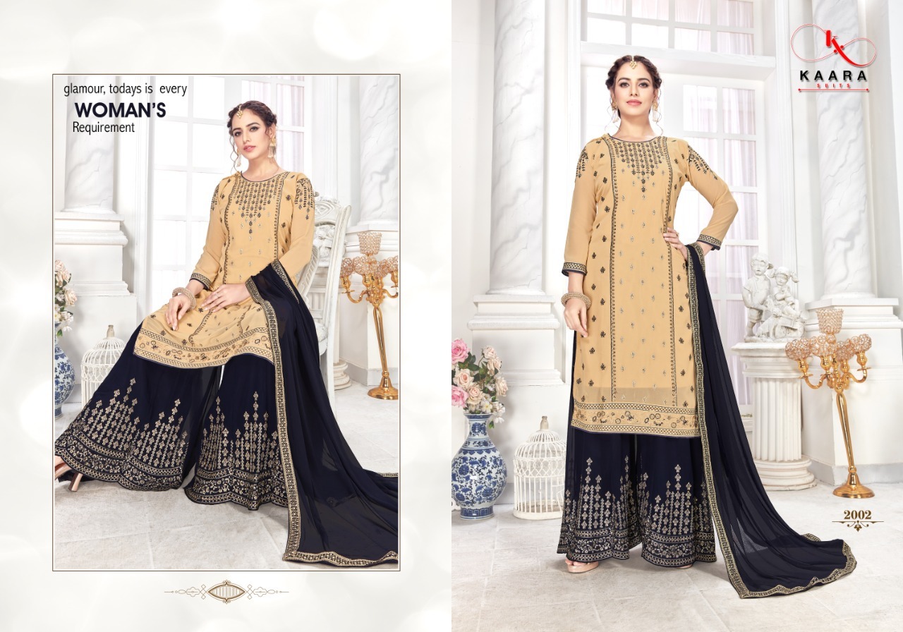 Kaara Suit Simran Fox Georgette Sharara Style Designer Salwar Suits Catalog