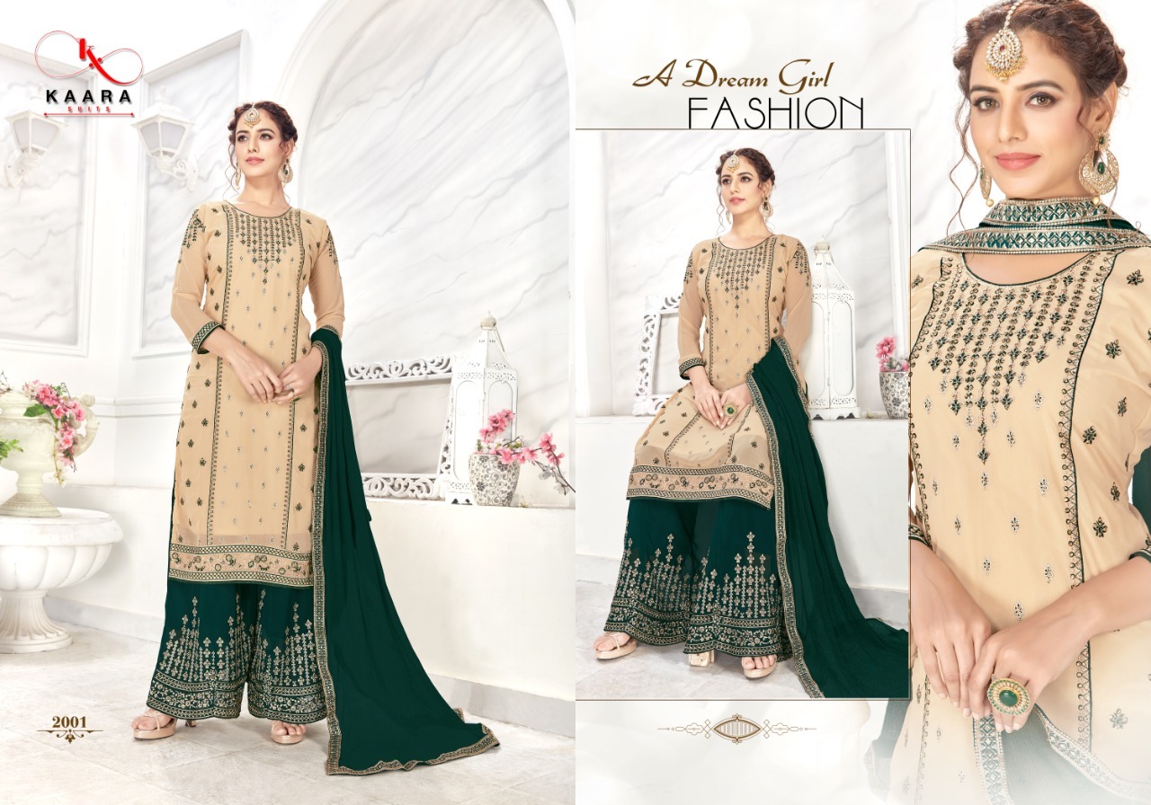 Kaara Suit Simran Fox Georgette Sharara Style Designer Salwar Suits Catalog