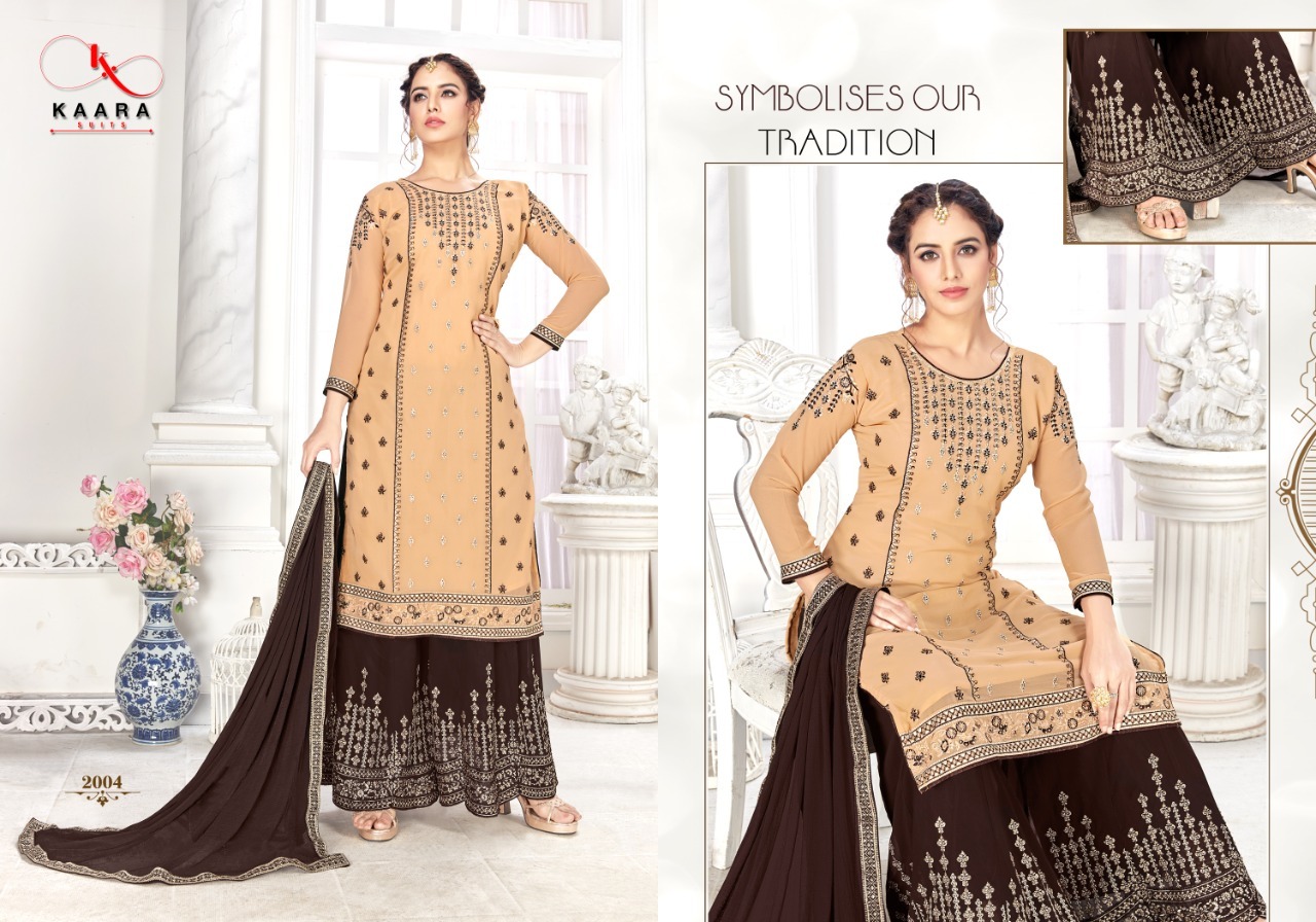 Kaara Suit Simran Fox Georgette Sharara Style Designer Salwar Suits Catalog