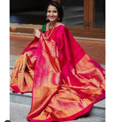 Ladies Fancy Saree - Soft Kanjiwaram Silk Multi-Color Traditional Weaving with Beautiful Rich Pallu and Jacquard Work