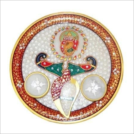 Designer Marble Pooja Thali