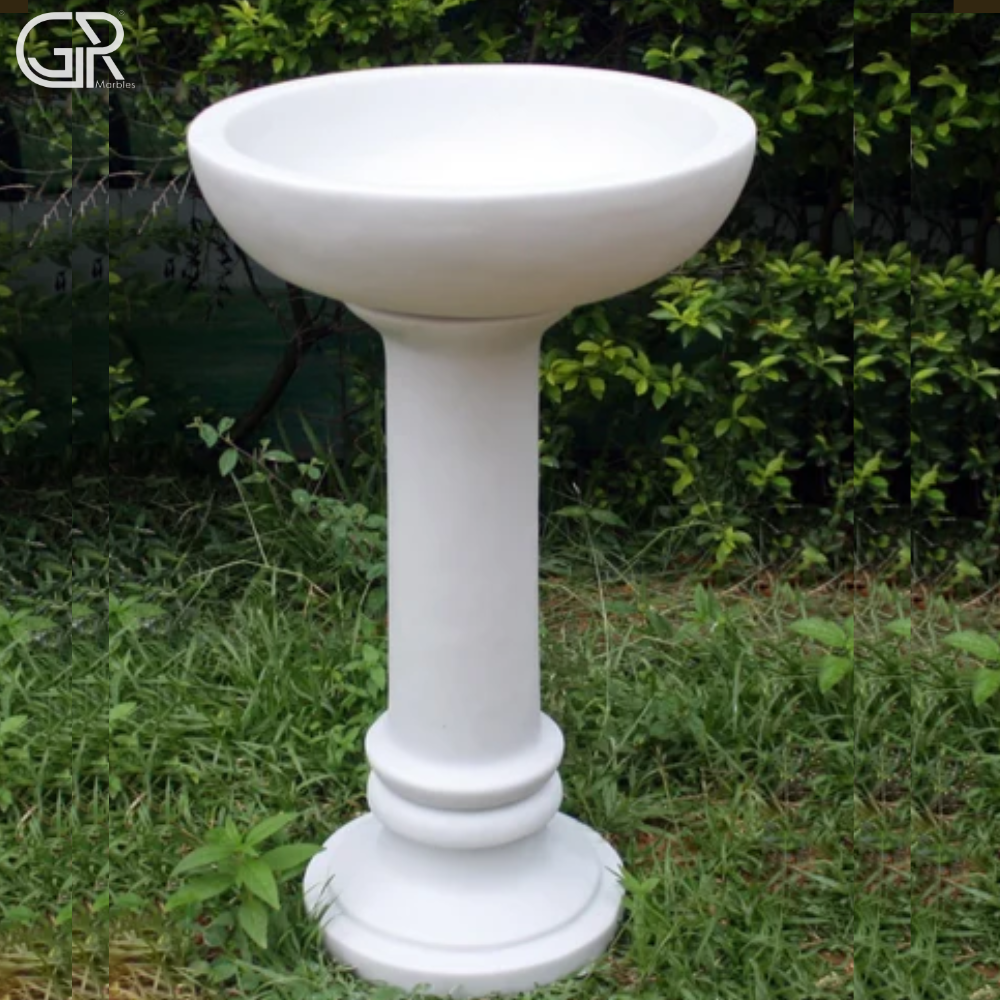 White Marble Bird Bath