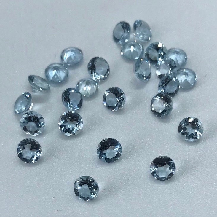 4mm Aquamarine Faceted Round Loose Gemstones