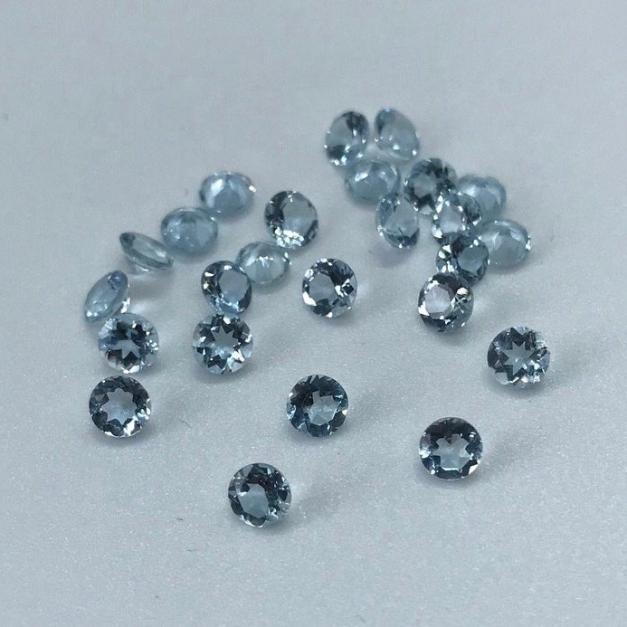 4mm Aquamarine Faceted Round Loose Gemstones