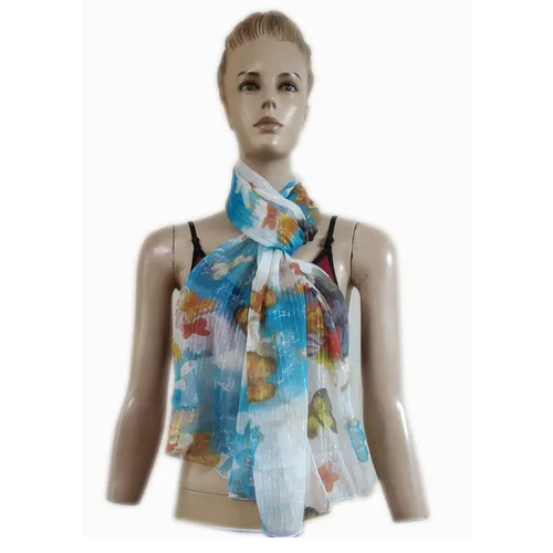 Chiffon With Lurex Printed Scarves - 50x180 cm Size, Customizable Designs for Daily Wear