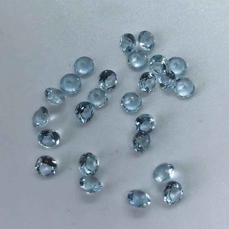 5mm Aquamarine Faceted Round Loose Gemstones