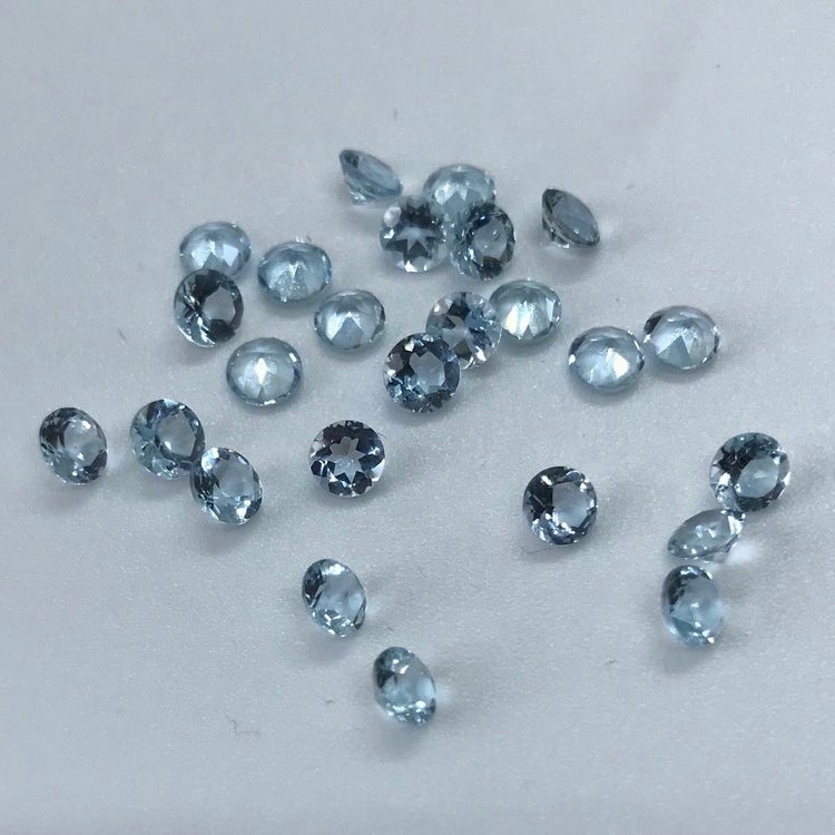 5mm Aquamarine Faceted Round Loose Gemstones