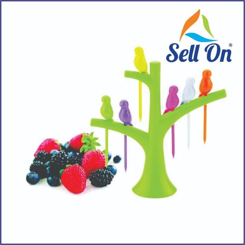 Available In Different Color Plastic Fruit Fork Set
