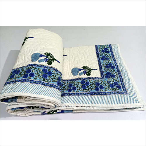 Hand Block Print cotton quilted bedcover