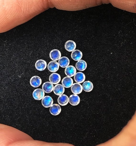 5mm Rainbow Moonstone Faceted Round Loose Gemstones