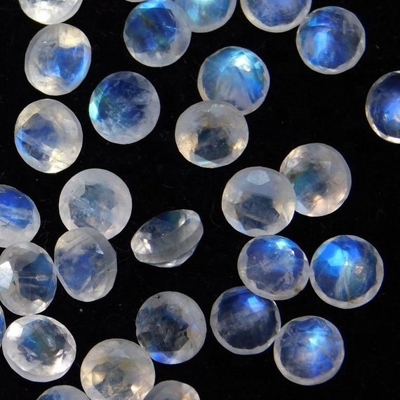 8mm Rainbow Moonstone Faceted Round Loose Gemstones