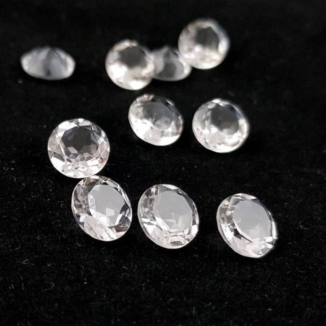 7mm Crystal Quartz Faceted Round Loose Gemstones