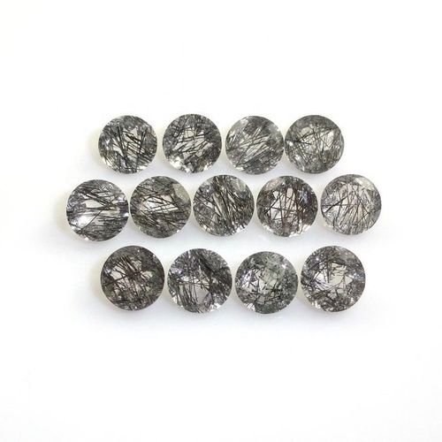 5mm Black Rutilated Quartz Faceted Round Loose Gemstones