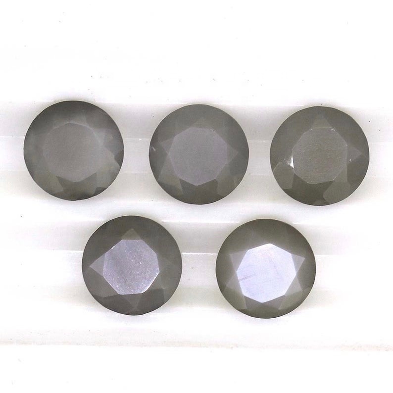 8mm Gray Moonstone Faceted Round Loose Gemstones