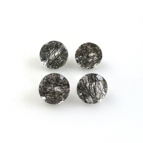 6mm Black Rutilated Quartz Faceted Round Loose Gemstones
