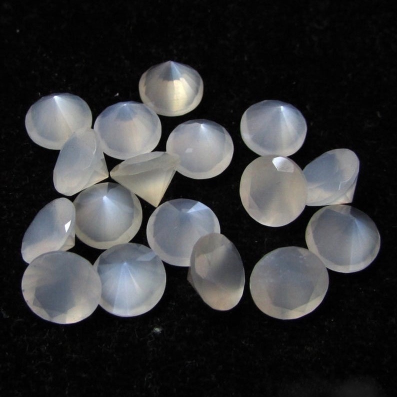 7mm White Moonstone Faceted Round Loose Gemstones