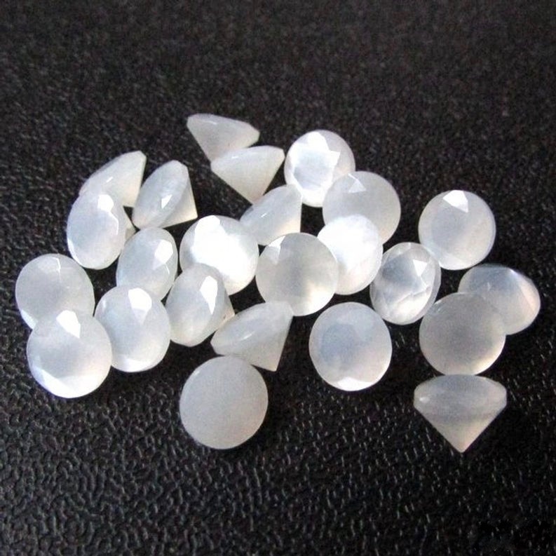 9mm White Moonstone Faceted Round Loose Gemstones