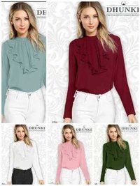 Dhunki Ladies Designer Tops - Heavy Georgette, M(38) & XL(42), 25-26 Inch Length, Available in 5 Colors, Full Sleeves, Full Stitched, Limited Edition