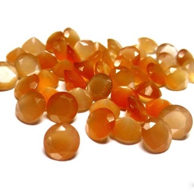 6mm Peach Moonstone Faceted Round Loose Gemstones
