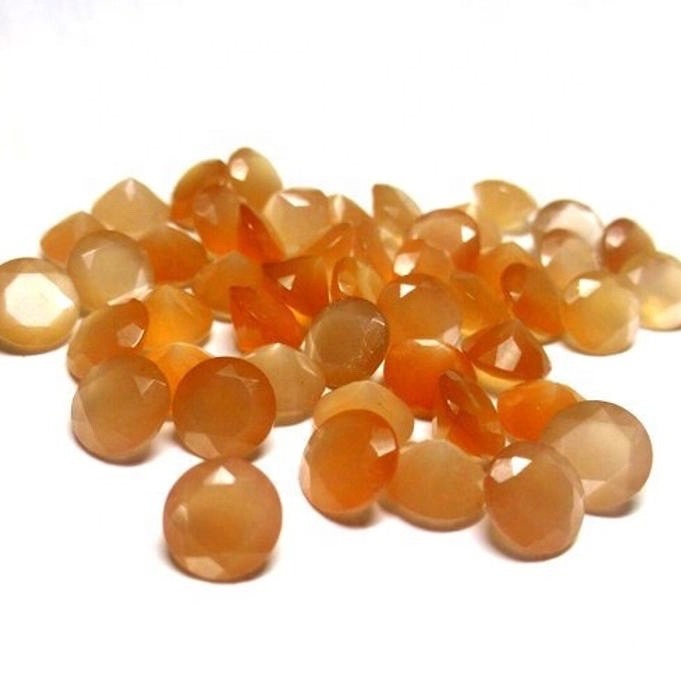 9mm Peach Moonstone Faceted Round Loose Gemstones