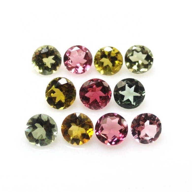 2mm Multi Tourmaline Faceted Round Loose Gemstones