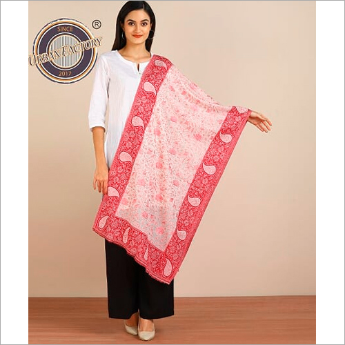 Pashmina Fine Wool Lace With Shimmer Self Design Stole