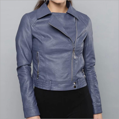 Ladies Blue Leather Jacket