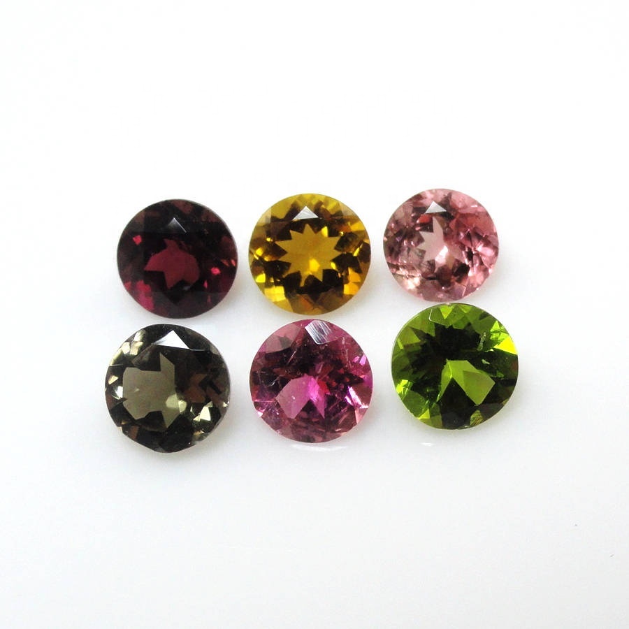 4mm Multi Tourmaline Faceted Round Loose Gemstones