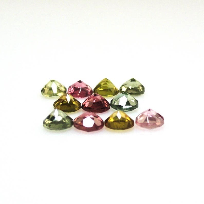 4mm Multi Tourmaline Faceted Round Loose Gemstones