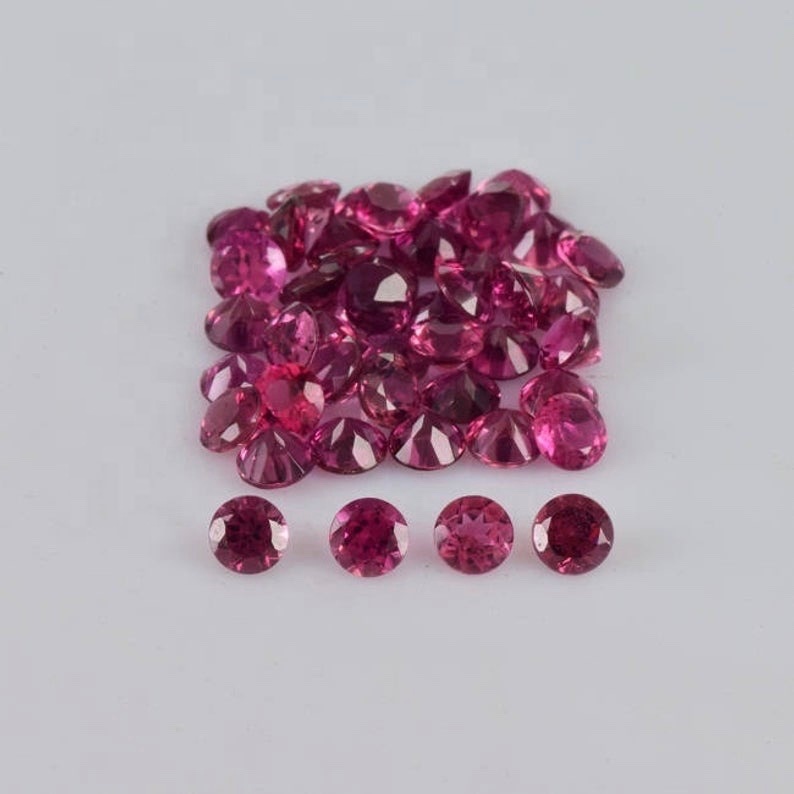 2mm Pink Tourmaline Faceted Round Loose Gemstones