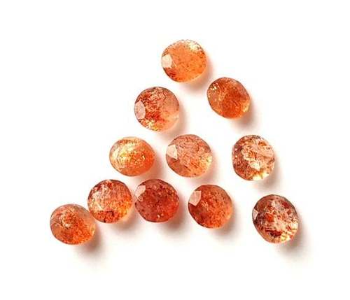 7mm Sunstone Faceted Round Loose Gemstones