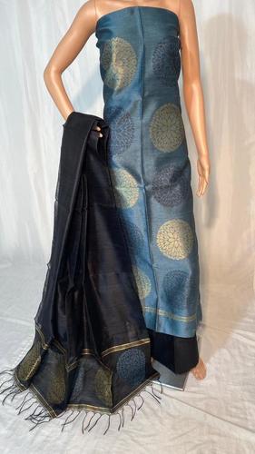 Party Wear Poly Dupion Raw Silk Handloom Unstiched Salwar Suit