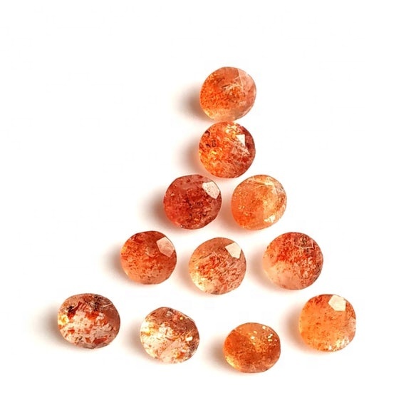 8mm Sunstone Faceted Round Loose Gemstones