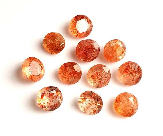 9mm Sunstone Faceted Round Loose Gemstones